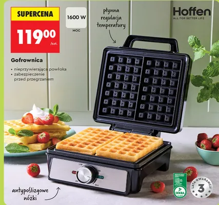 Gofrownica Hoffen 1600W promocja w Biedronka