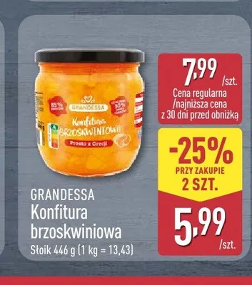 Konfitura brzoskwiniowa Grandessa promocja w Aldi