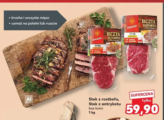 Stek z antrykotu bez kości Sokołów promocja w Kaufland