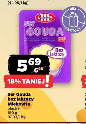 Ser gouda bez laktozy w plastrach Mlekovita promocja w Netto