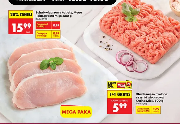 Mięso mielone z szynki wieprzowej Kraina Mięs promocja w Biedronka