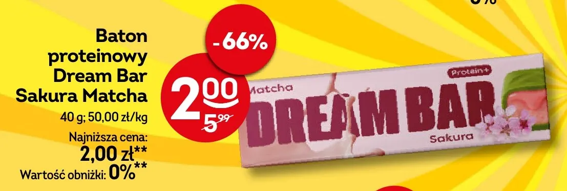 Baton proteinowy Dream Bar Sakura Matcha promocja w Żabka