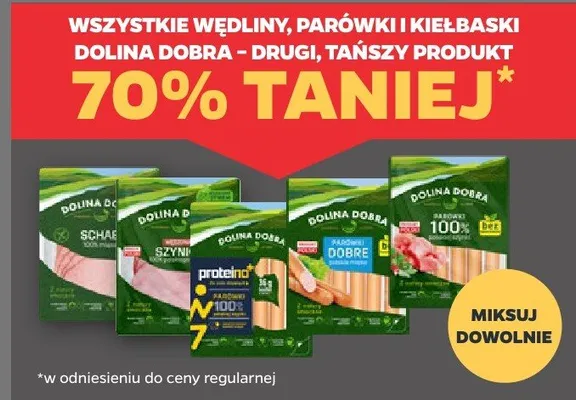 Wszystkie wędliny, parówki i kiełbaski Dolina Dobra promocja w Netto