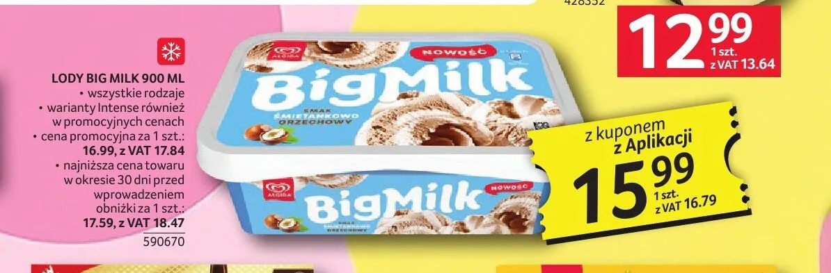 Lody BIG MILK promocja w Selgros