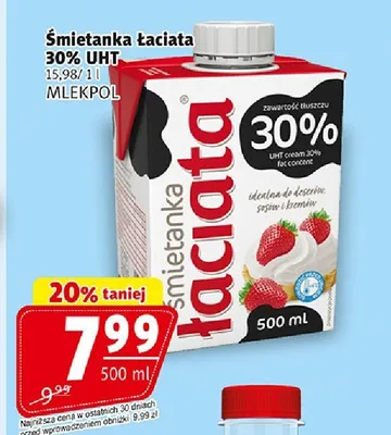 Śmietanka Łaciata 30% UHT Mlekpol promocja w Prim Market