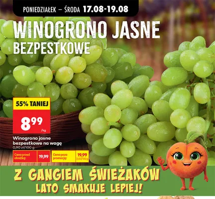 Winogrono jasne bezpestkowe na wagę promocja w Biedronka