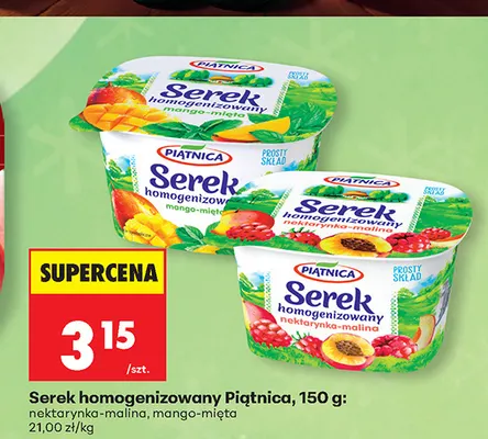 Serek homogenizowany Piątnica mango-mięta promocja w Biedronka