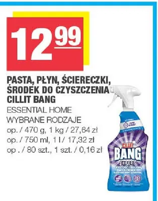 Pasta, płyn, ściereczki, środek do czyszczenia Cillit Bang promocja w SPAR
