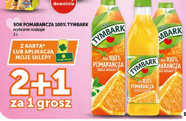 Sok pomarańcza Tymbark 100% promocja w Euro Sklep
