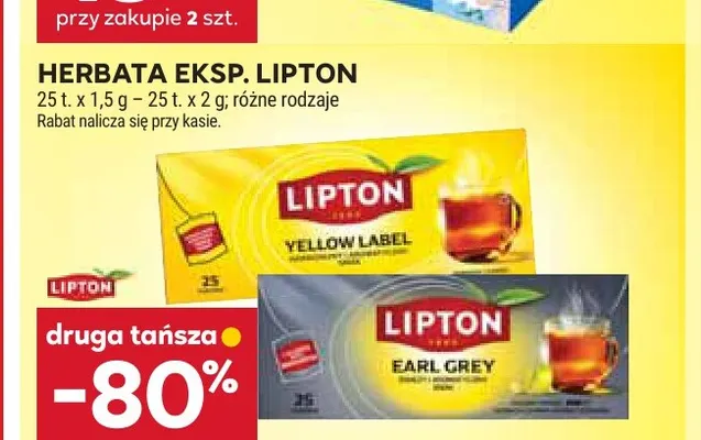 Herbata ekspresowa Lipton promocja w Stokrotka