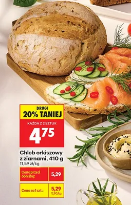 Chleb orkiszowy z ziarnami promocja w Biedronka