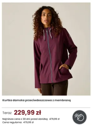 Kurtka damska przeciwdeszczowa z membraną Regatta promocja w Regatta