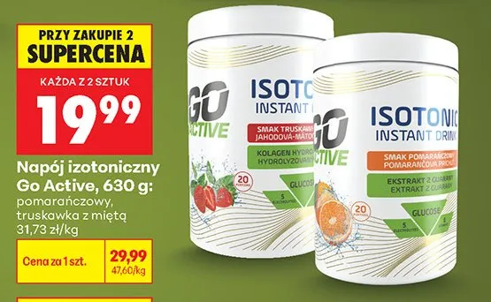 Napój izotoniczny Go Active truskawka z miętą promocja w Biedronka