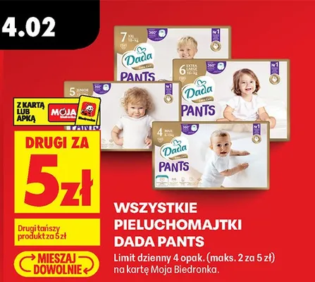 Wszystkie pieluchomajtki Pants DRUGIE ZA 5 ZŁ promocja w Biedronka