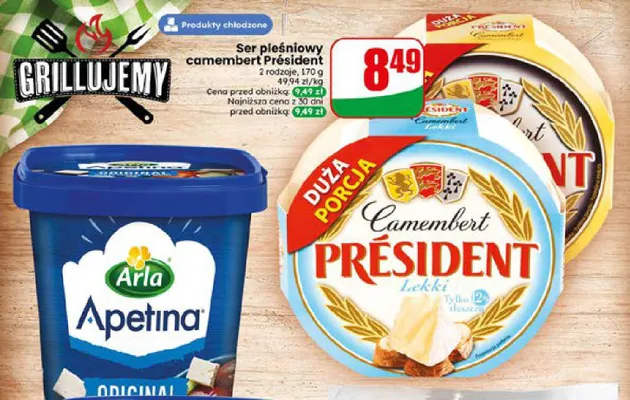Ser pleśniowy camembert Président Lekki promocja w Dino