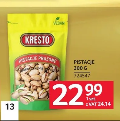 Pistacje prażone Kresto promocja w Selgros