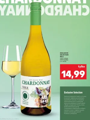 Wino białe wytrawne Chardonnay Exclusive Selection promocja w Kaufland