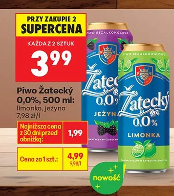 Piwo bezalkoholowe 0,0% limonka promocja w Biedronka