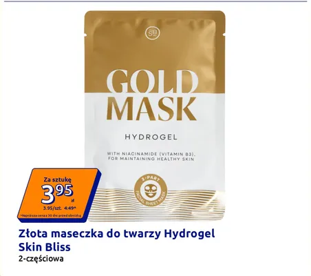 Złota maseczka do twarzy Hydrogel Skin Bliss promocja w Action