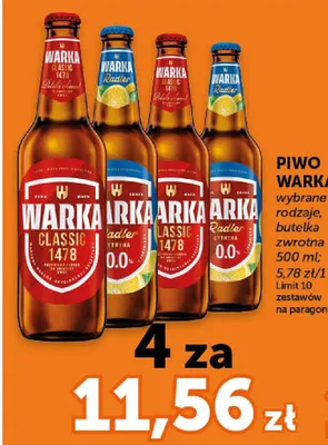 Piwo Warka Classic 1478 butelka zwrotna promocja w ABC