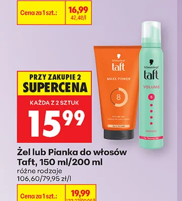 Żel do włosów Taft promocja w Biedronka