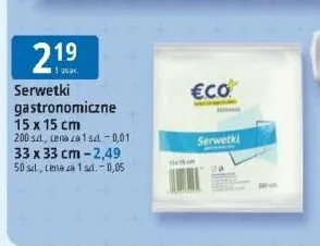 Serwetki gastronomiczne Eco+ 33x33 cm promocja w Leclerc