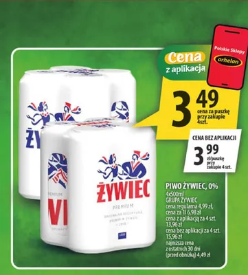 Piwo bezalkoholowe Żywiec 4-pak 500 ml promocja w Arhelan