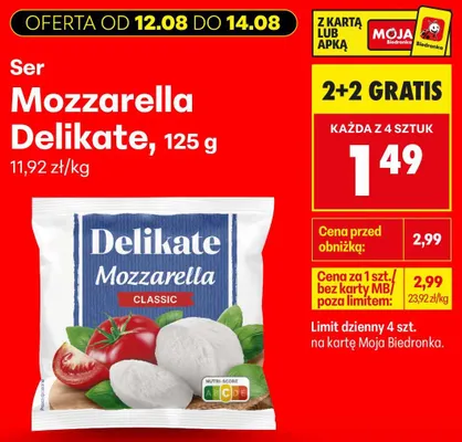 Ser Mozzarella Delikate Classic promocja w Biedronka
