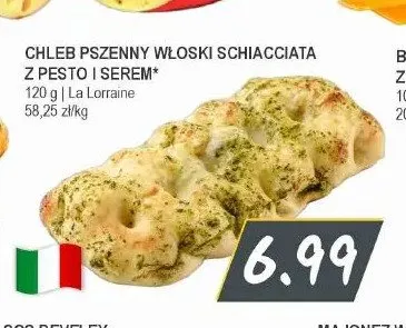 Chleb pszenny włoski Schiacciata z pesto i serem La Lorraine promocja w Słoneczko