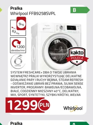 Pralka Whirlpool FFB9258SVPL promocja w kakto.pl
