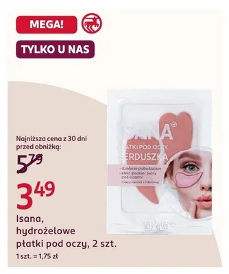 Hydrożelowe płatki pod oczy Isana promocja w Rossmann