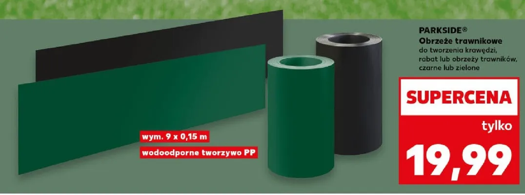 Obrzeża trawnikowe do tworzenia krawędzi, rabat lub obrzeży trawników, czarne lub zielone promocja w Kaufland