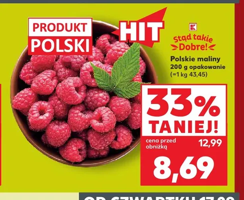 Maliny polskie Stąd Takie Dobre! promocja w Kaufland