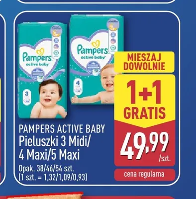 Pieluszki Pampers Active Baby 5 Maxi promocja w Aldi