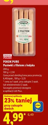 Parówki z filetem z indyka PIKOK PURE promocja w Lidl