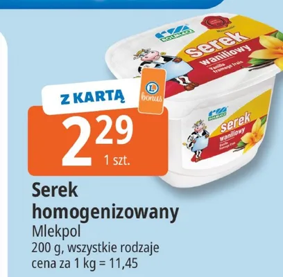 Serek homogenizowany Mlekpol promocja w Leclerc