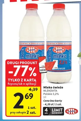 Mleko świeże Polskie 3,2% Mlekovita promocja w Intermarche