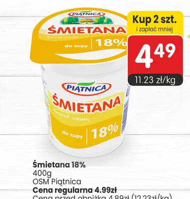 Śmietana 18% Piątnica promocja w Market Point