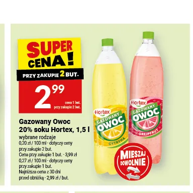 Gazowany Owoc Hortex Grejpfrut promocja w Twój Market