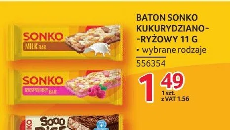 Baton kukurydziano-ryżowy SONKO Raspberry Bar 11g promocja w Selgros