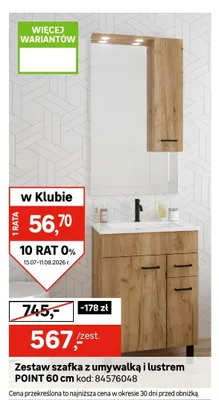 Zestaw szafka z umywalką i lustrem Point 60 cm promocja w Leroy Merlin