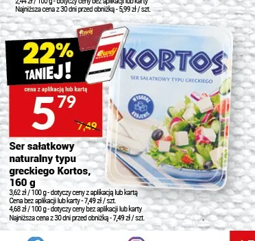 Ser sałatkowy naturalny typu greckiego Kortos promocja w Twój Market