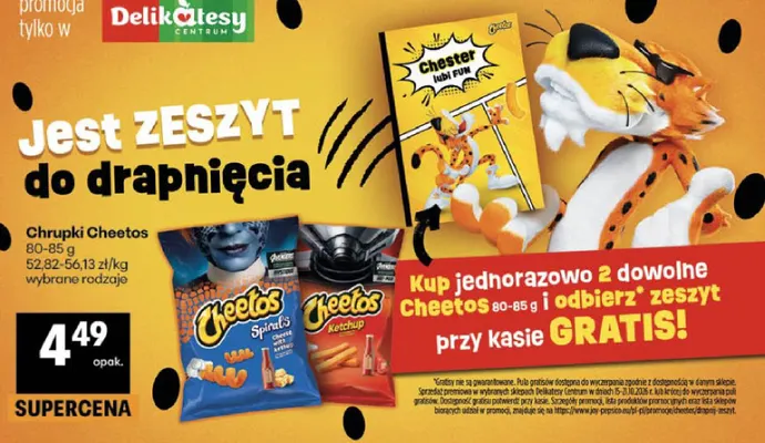 Chrupki Cheetos ketchup promocja w Delikatesy Centrum