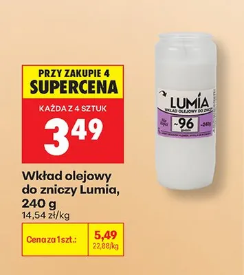 Wkład olejowy do zniczy Lumia promocja w Biedronka