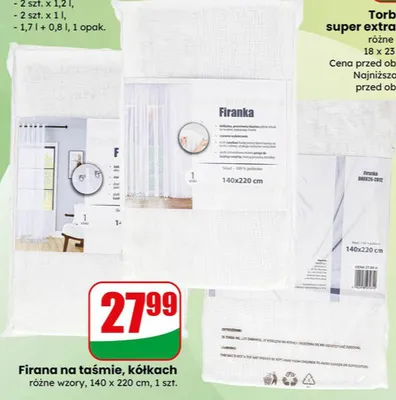 Firana na taśmie, kółkach 140 x 220 cm promocja w Dino