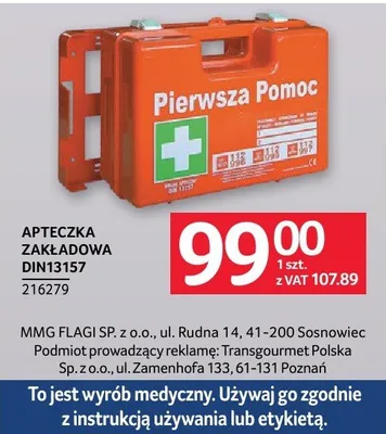 Apteczka zakładowa DIN13157 promocja w Selgros
