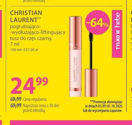 Pogrubiająco-wydłużająco-liftingujący tusz do rzęs czarny Christian Laurent promocja w Hebe