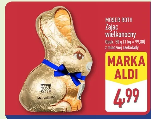 Zając wielkanocny z mlecznej czekolady promocja w Aldi