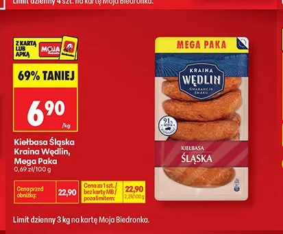 Kiełbasa Śląska Kraina Wędlin Mega Paka promocja w Biedronka