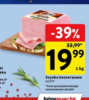 Szynka konserwowa Agryf promocja w Intermarche